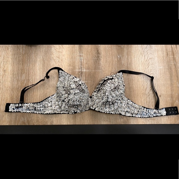 Silver Sequin Bra- 32B - Picture 1 of 2